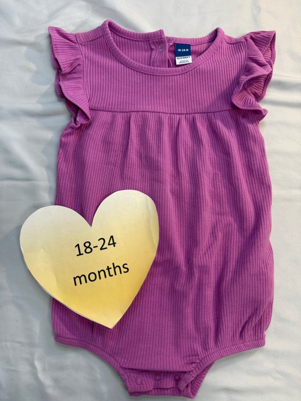Old Navy - 18-24M - Short Sleeve Purple Baby Onesie with Ruffle Sleeves